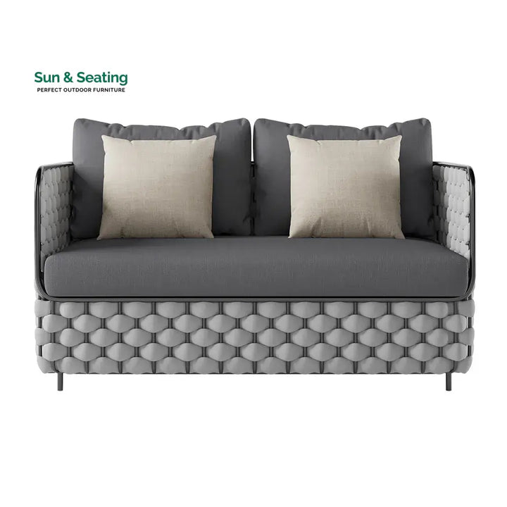Fepel Outdoor Garden Balcony Sofa Set 2 Seater 2 Single seater and 1 Center Table Set Braid &amp; Rope (Grey) Sofa Sets