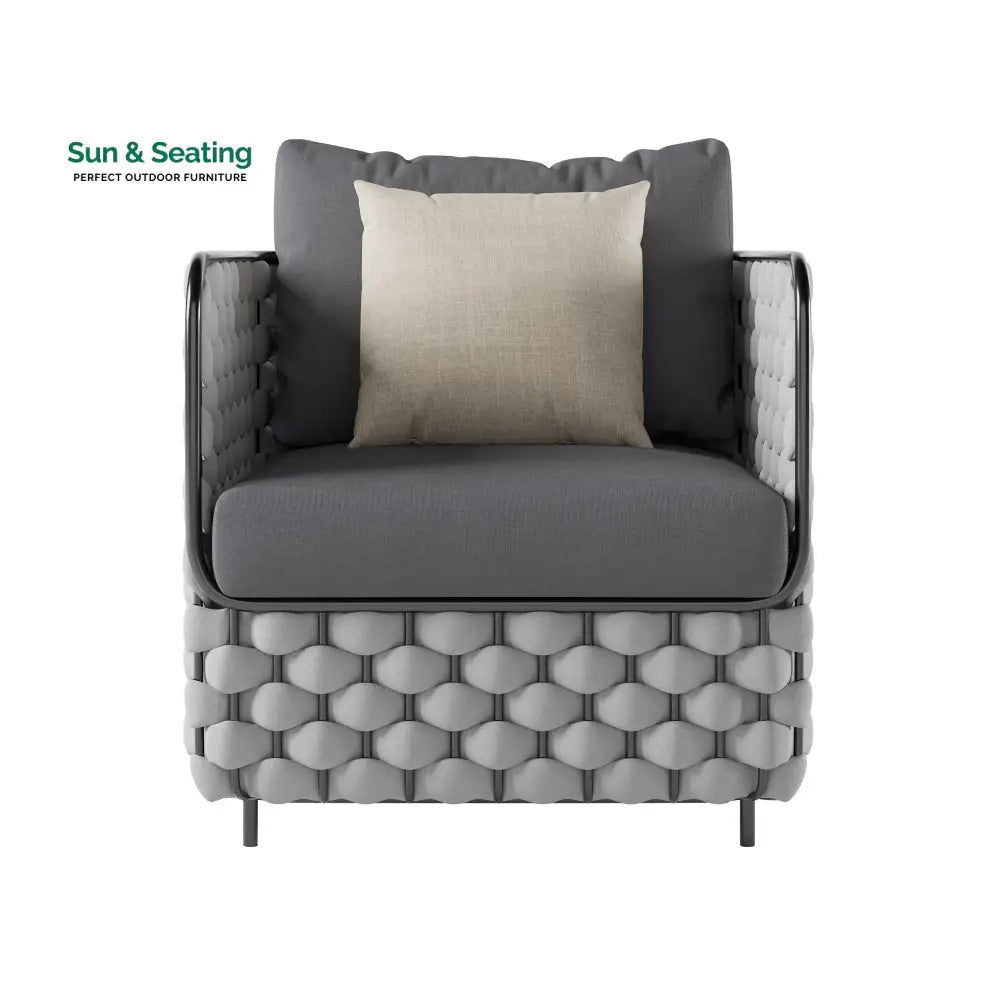 Fepel Outdoor Garden Balcony Sofa Set 2 Seater 2 Single seater and 1 Center Table Set Braid &amp; Rope (Grey) Sofa Sets