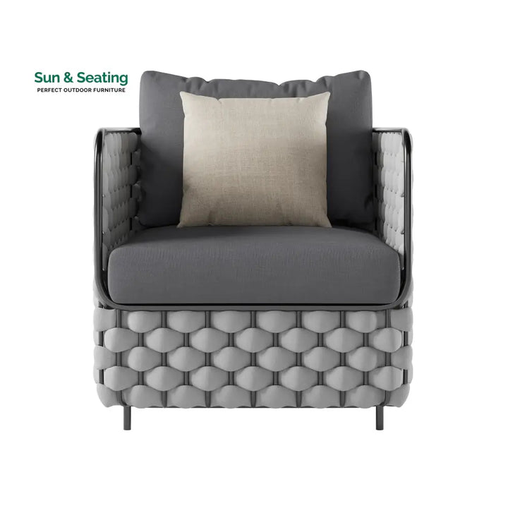 Fepel Outdoor Garden Balcony Sofa Set 2 Seater 2 Single seater and 1 Center Table Set Braid &amp; Rope (Grey) Sofa Sets