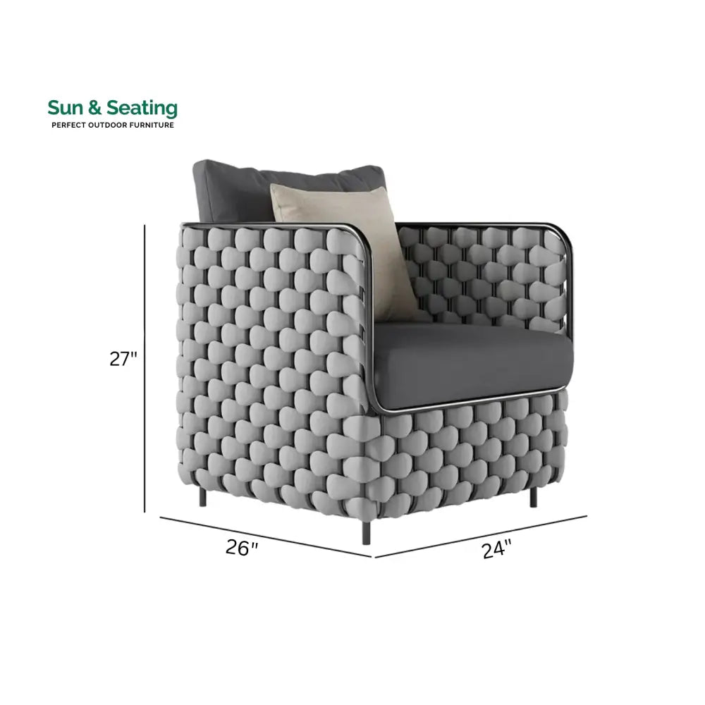 Fepel Outdoor Garden Balcony Sofa Set 2 Seater 2 Single seater and 1 Center Table Set Braid &amp; Rope (Grey) Sofa Sets