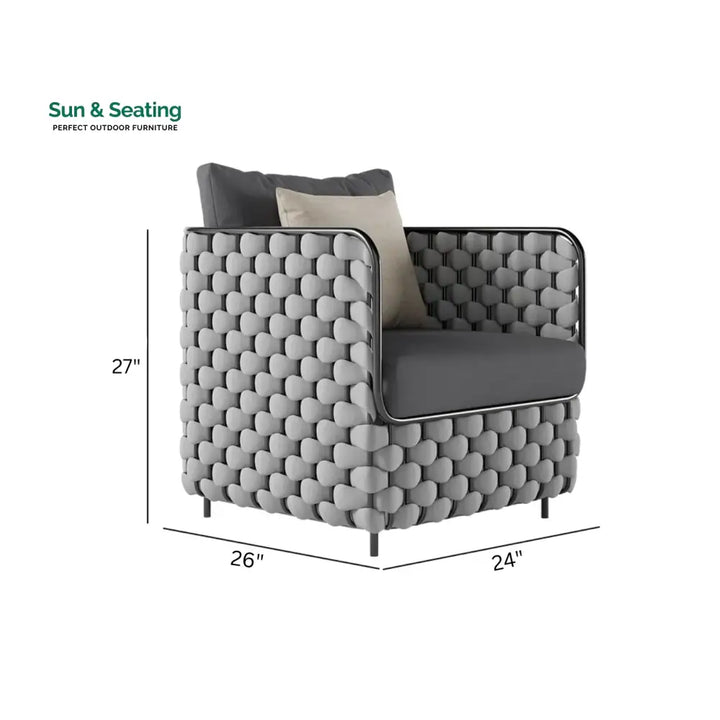 Fepel Outdoor Garden Balcony Sofa Set 2 Seater 2 Single seater and 1 Center Table Set Braid &amp; Rope (Grey) Sofa Sets