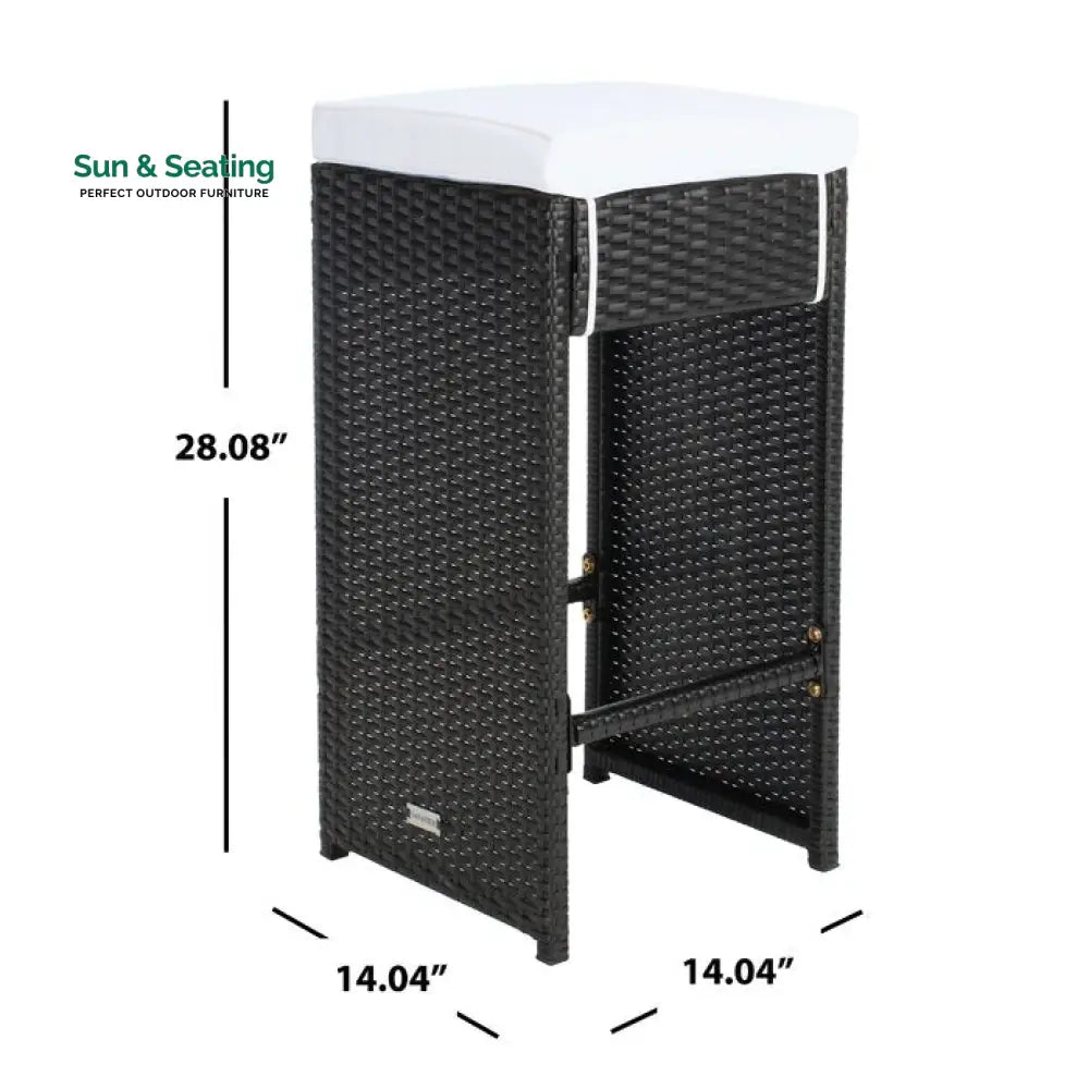 Ferdi Outdoor Patio Bar Sets 6 Stools and 1 Table (Black) Bar Sets