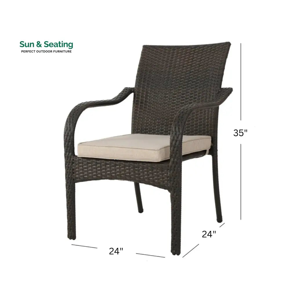 Ferdinando Outdoor Patio Dining Set 4 Chairs and 1 Table (Brown) Dining sets
