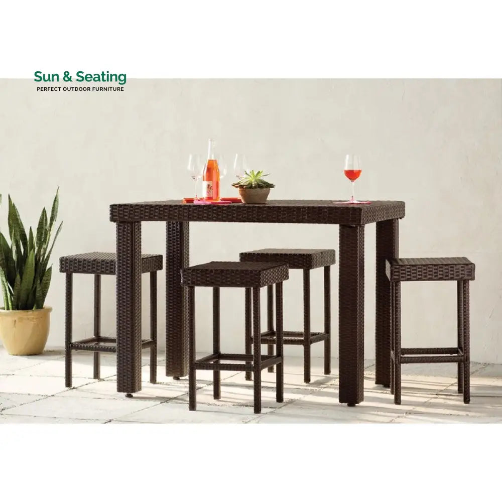Ferri Outdoor Patio Bar Sets 4 Stools and 1 Table (Brown) Bar Sets