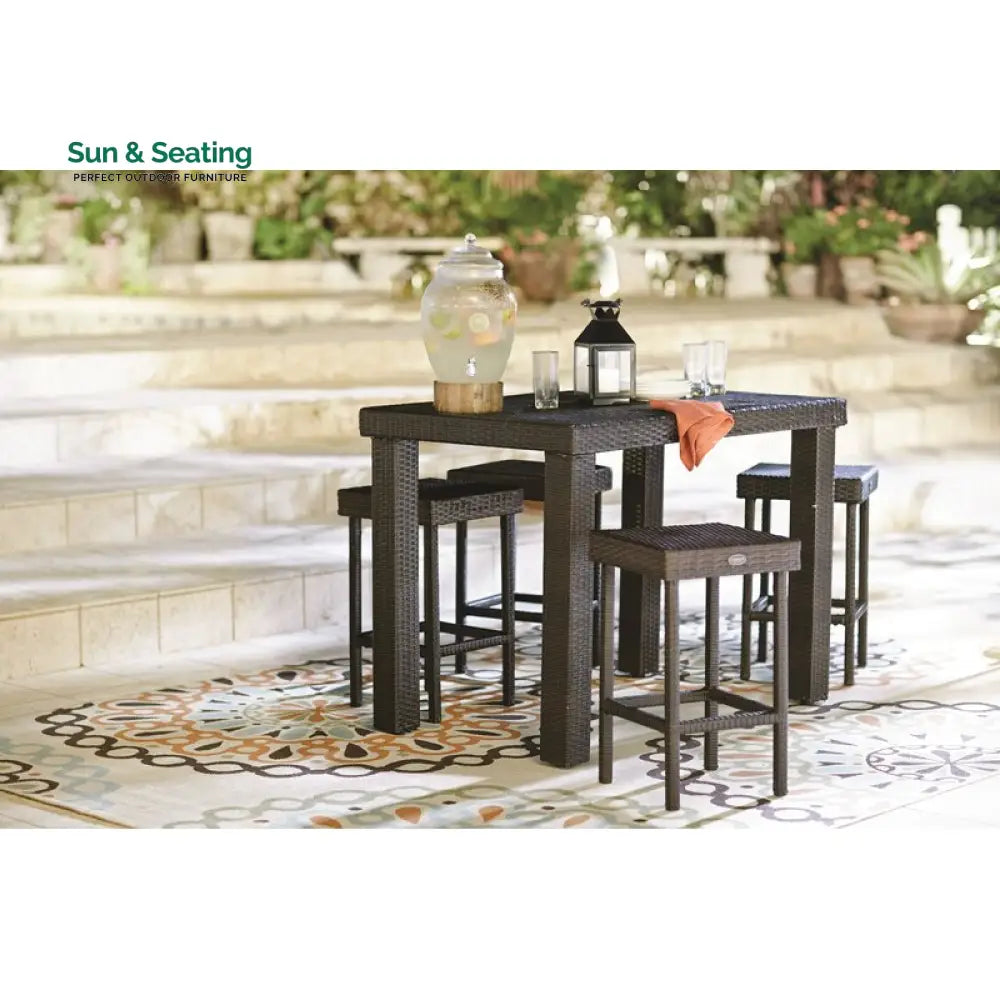 Ferri Outdoor Patio Bar Sets 4 Stools and 1 Table (Brown) Bar Sets
