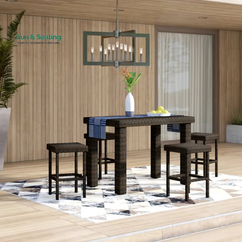 Ferri Outdoor Patio Bar Sets 4 Stools and 1 Table (Brown) Bar Sets