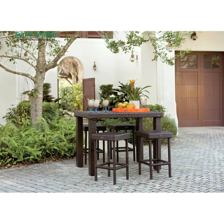 Ferri Outdoor Patio Bar Sets 4 Stools and 1 Table (Brown) Bar Sets