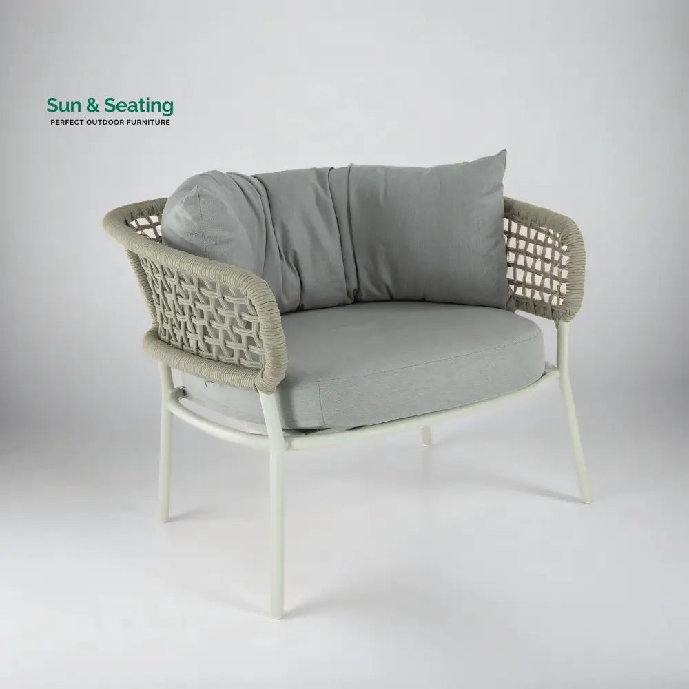 Fidel Outdoor Patio Seating Set 2 Chairs and 1 Table Set (Grey) Braided &amp; Rope Coffee Table Sets