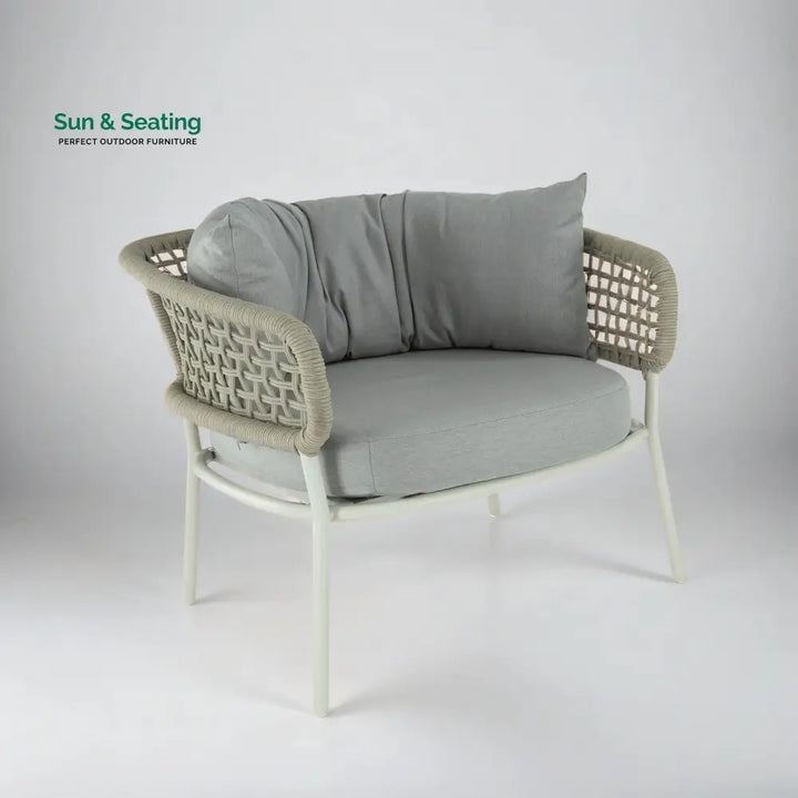 Fidel Outdoor Patio Seating Set 2 Chairs and 1 Table Set (Grey) Braided &amp; Rope Coffee Table Sets