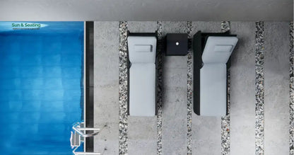 Fidelia Outdoor Swimming Poolside Lounger (Set of 2) With 1 Side Table (Black +White) Loungers