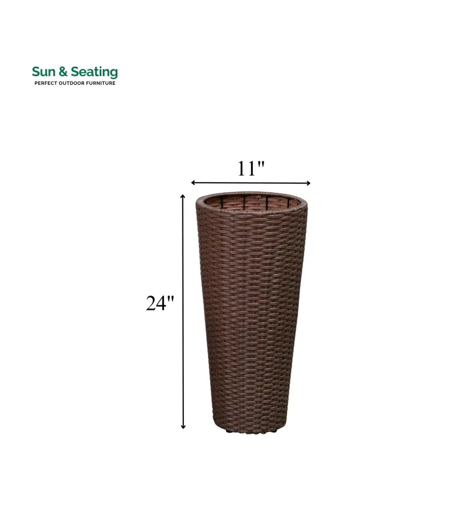 Fifi Outdoor Wicker Planters For Garden Balcony (Brown) Set of 2 Planter