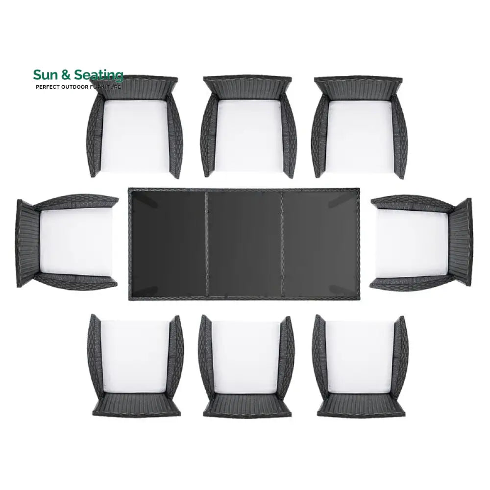 Filiberto Outdoor Patio Dining Set 8 Chairs and 1 Table (Black) Dining sets