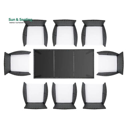 Filiberto Outdoor Patio Dining Set 8 Chairs and 1 Table (Black) Dining sets