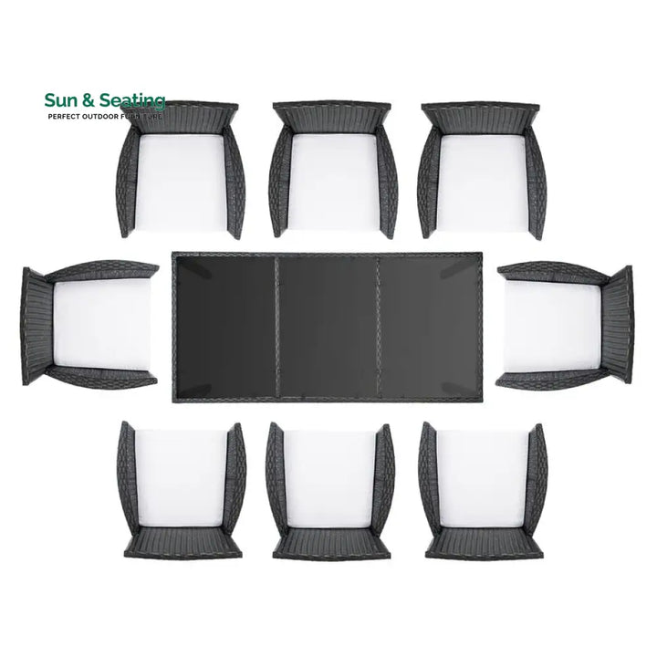 Filiberto Outdoor Patio Dining Set 8 Chairs and 1 Table (Black) Dining sets