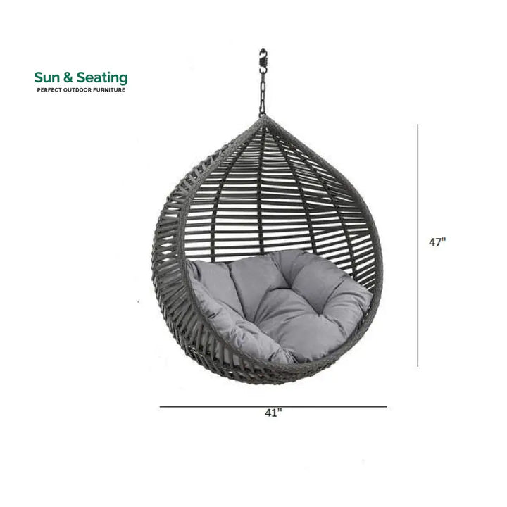Fillipo Single Seater Hanging Swing Without Stand For Balcony Garden Swing (Black) Swings
