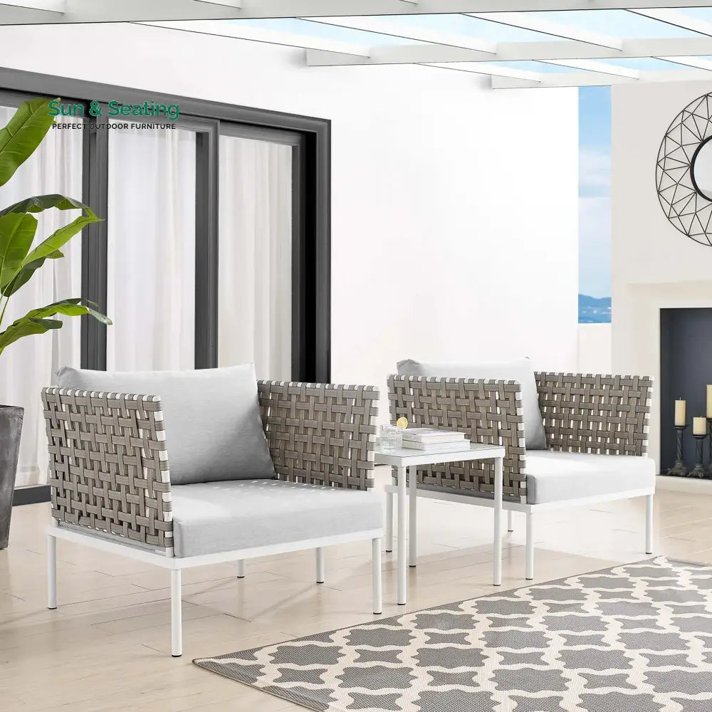 Finds Outdoor Patio Seating Set 2 Chairs and 1 Table Set (White) Braided & Rope Coffee Table Sets