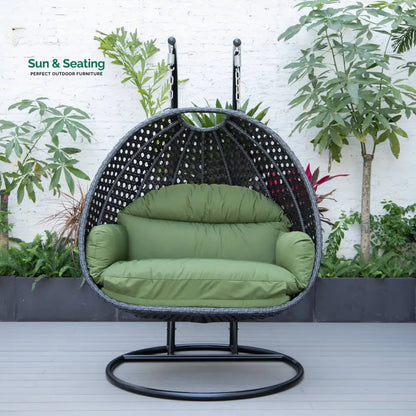 Fino Double Seater Hanging Swing With Stand For Balcony Garden Swing (Dark Grey) Dark Green Swings