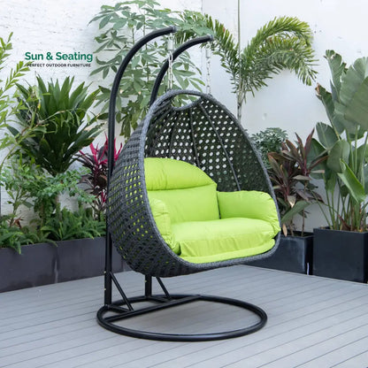 Fino Double Seater Hanging Swing With Stand For Balcony Garden Swing (Dark Grey) Light Green Swings