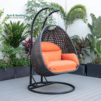 Fino Double Seater Hanging Swing With Stand For Balcony Garden Swing (Dark Grey) Orange Swings