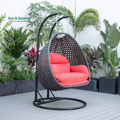 Fino Double Seater Hanging Swing With Stand For Balcony Garden Swing (Dark Grey) Red Swings