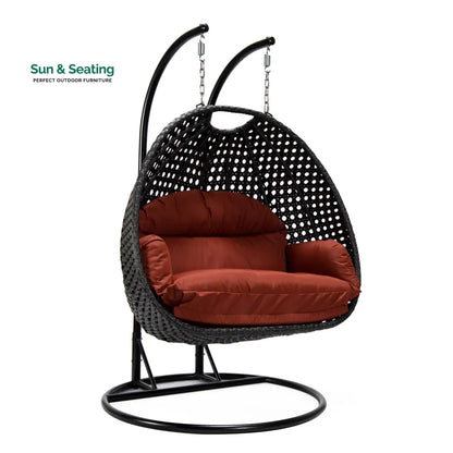 Fino Double Seater Hanging Swing With Stand For Balcony Garden Swing (Dark Grey) Swings