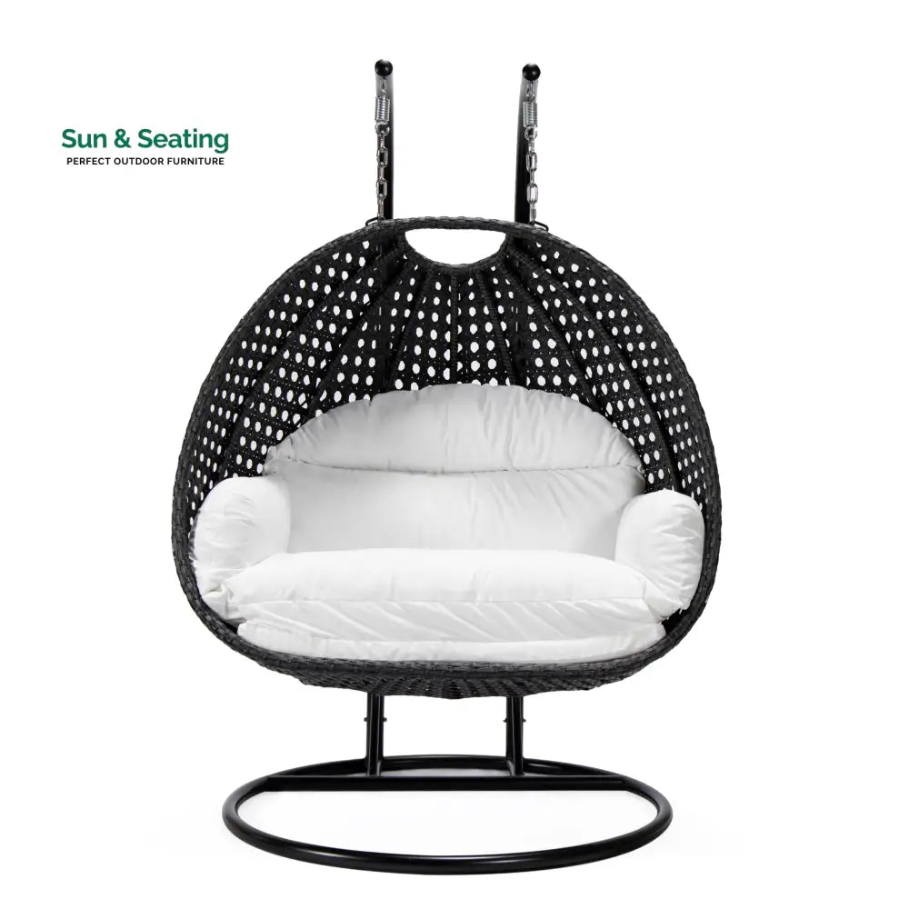 Fino Double Seater Hanging Swing With Stand For Balcony Garden Swing (Dark Grey) Swings