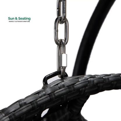 Fino Double Seater Hanging Swing With Stand For Balcony Garden Swing (Dark Grey) Swings