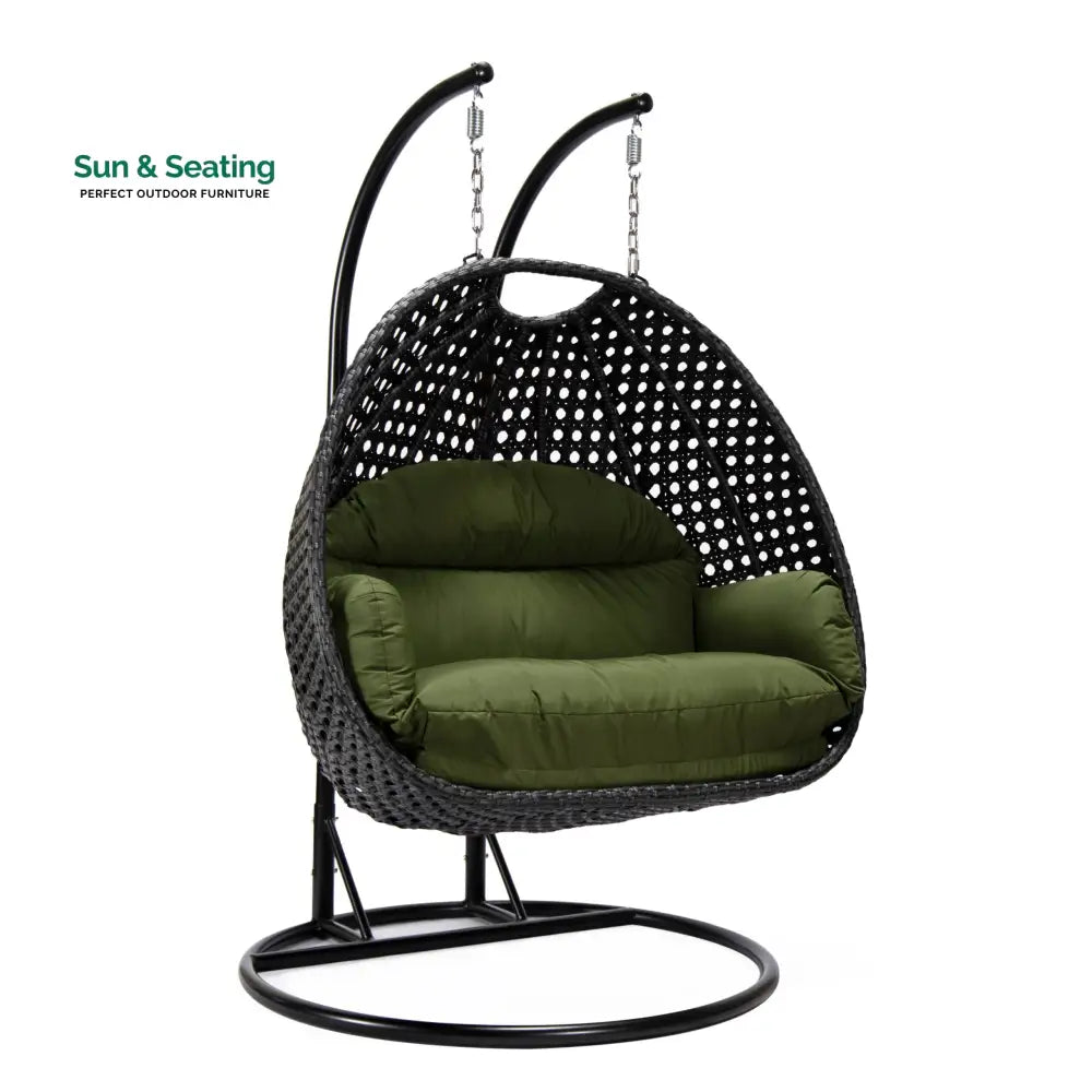 Fino Double Seater Hanging Swing With Stand For Balcony Garden Swing (Dark Grey) Swings