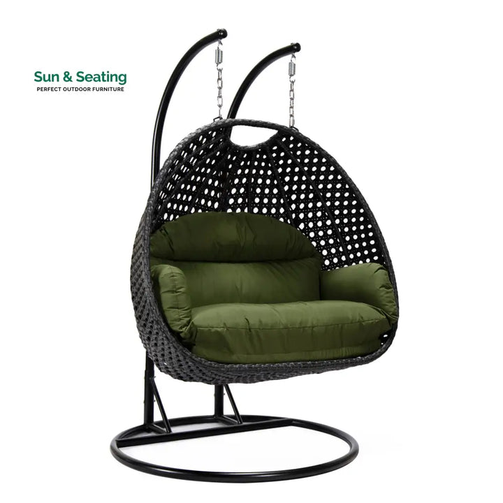 Fino Double Seater Hanging Swing With Stand For Balcony Garden Swing (Dark Grey) Swings