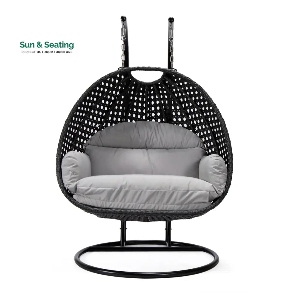 Fino Double Seater Hanging Swing With Stand For Balcony Garden Swing (Dark Grey) Swings