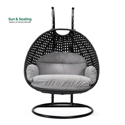 Fino Double Seater Hanging Swing With Stand For Balcony Garden Swing (Dark Grey) Swings