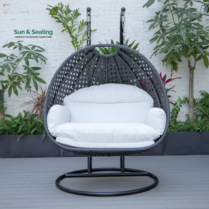 Fino Double Seater Hanging Swing With Stand For Balcony Garden Swing (Dark Grey) Swings