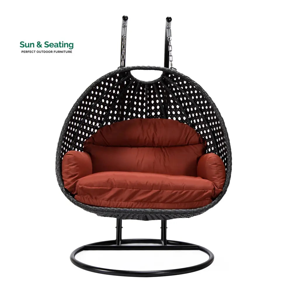 Fino Double Seater Hanging Swing With Stand For Balcony Garden Swing (Dark Grey) Swings