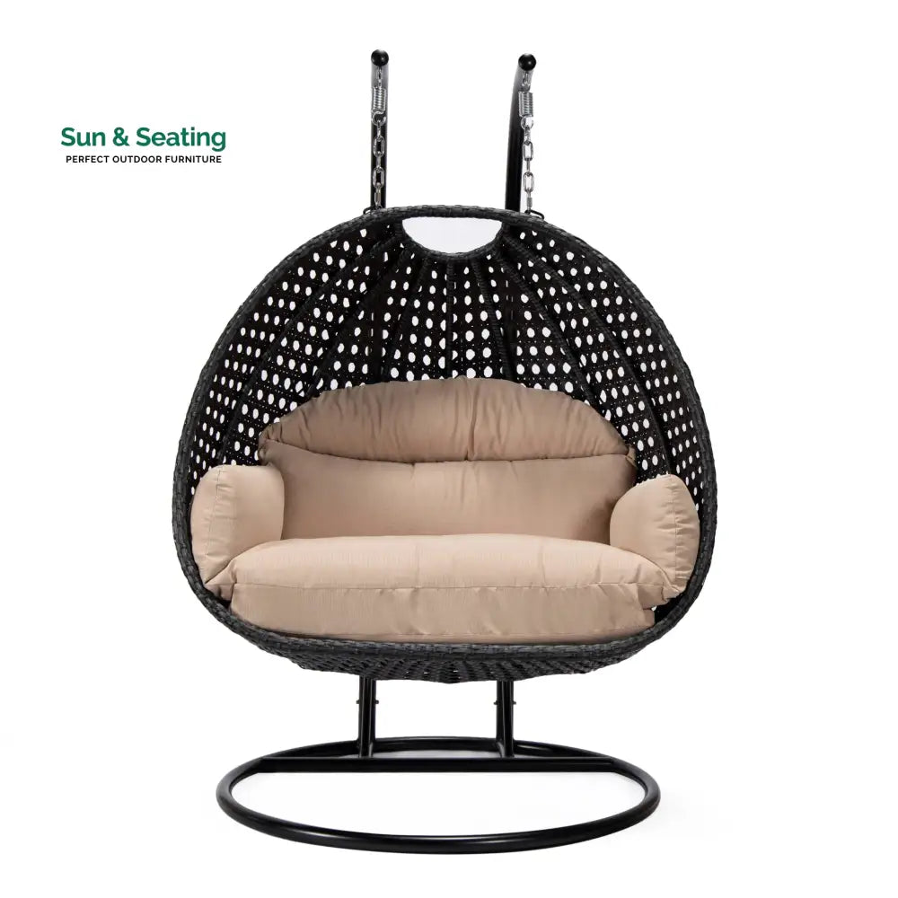 Fino Double Seater Hanging Swing With Stand For Balcony Garden Swing (Dark Grey) Swings