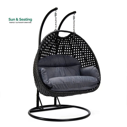 Fino Double Seater Hanging Swing With Stand For Balcony Garden Swing (Dark Grey) Swings