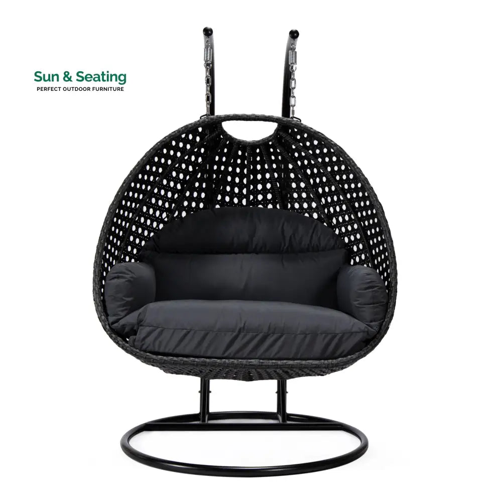 Fino Double Seater Hanging Swing With Stand For Balcony Garden Swing (Dark Grey) Swings