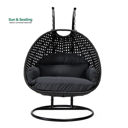 Fino Double Seater Hanging Swing With Stand For Balcony Garden Swing (Dark Grey) Swings