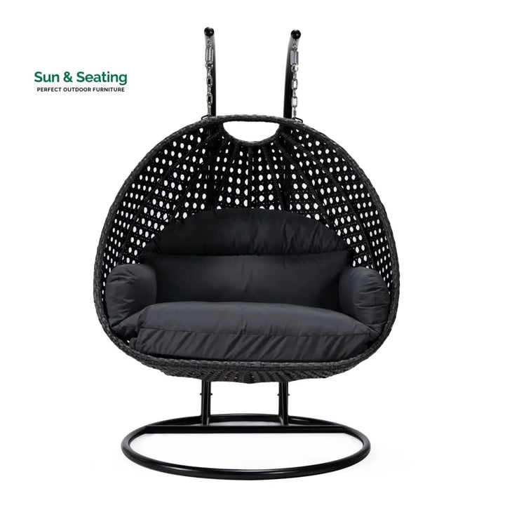 Fino Double Seater Hanging Swing With Stand For Balcony Garden Swing (Dark Grey) Swings