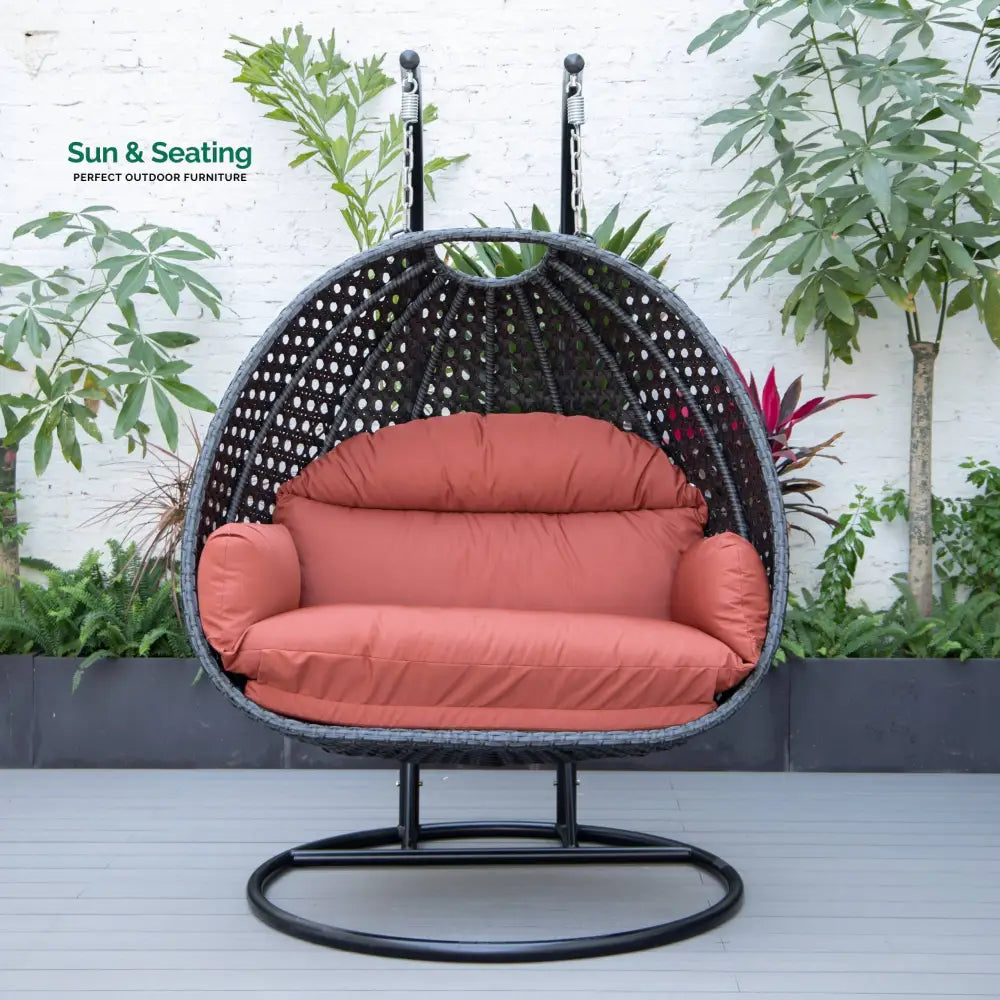 Fino Double Seater Hanging Swing With Stand For Balcony Garden Swing (Dark Grey) Swings