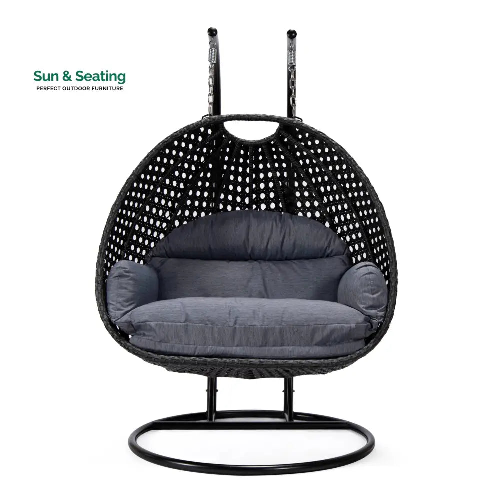 Fino Double Seater Hanging Swing With Stand For Balcony Garden Swing (Dark Grey) Swings