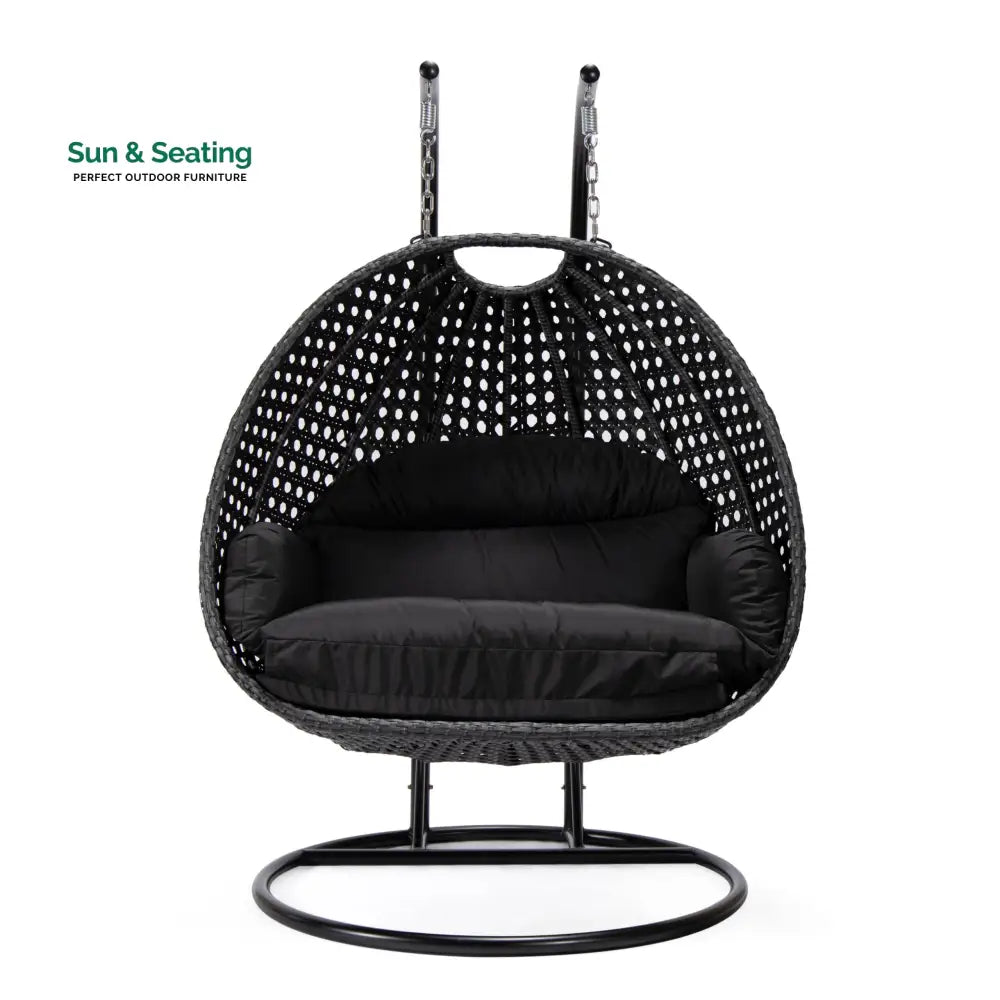 Fino Double Seater Hanging Swing With Stand For Balcony Garden Swing (Dark Grey) Swings