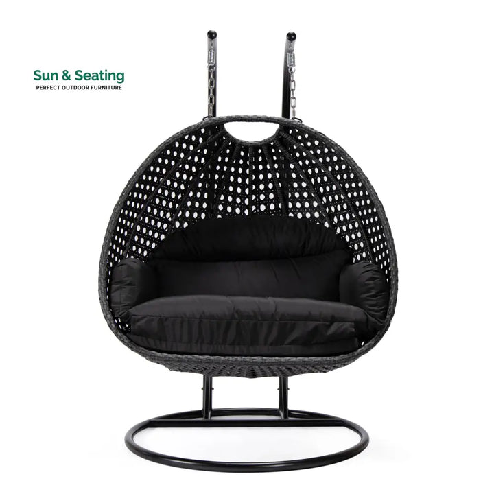 Fino Double Seater Hanging Swing With Stand For Balcony Garden Swing (Dark Grey) Swings