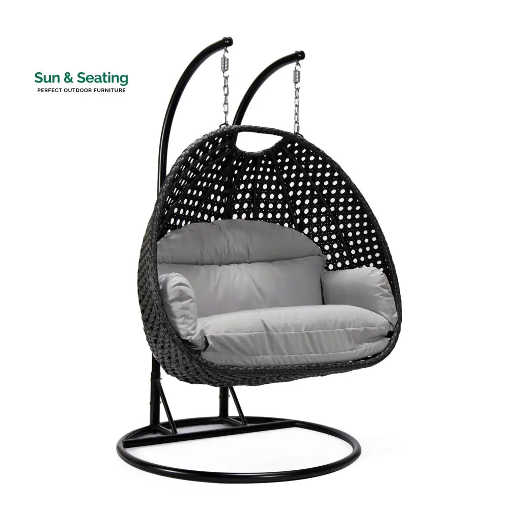 Fino Double Seater Hanging Swing With Stand For Balcony Garden Swing (Dark Grey) Swings
