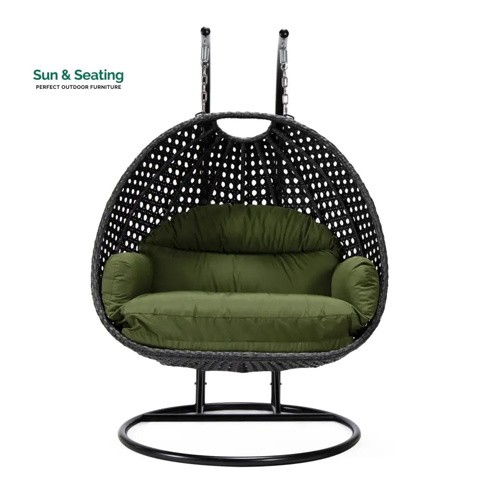 Fino Double Seater Hanging Swing With Stand For Balcony Garden Swing (Dark Grey) Swings