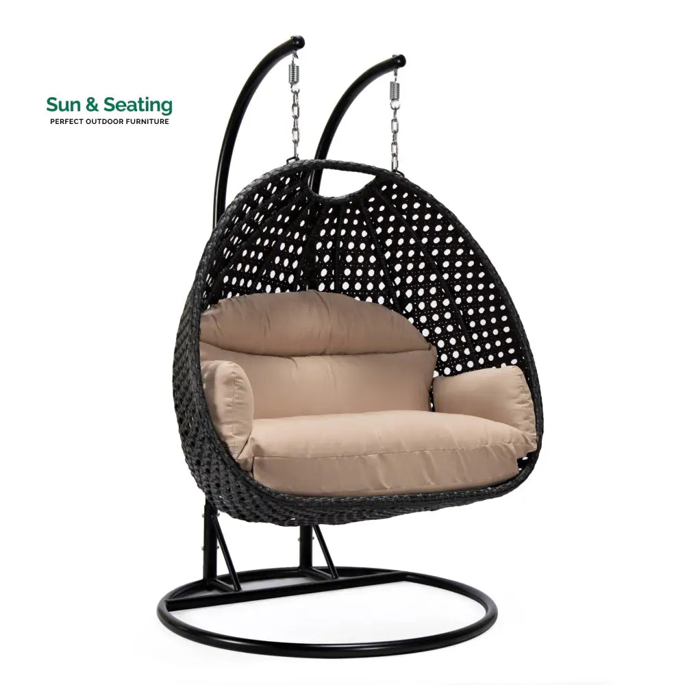 Fino Double Seater Hanging Swing With Stand For Balcony Garden Swing (Dark Grey) Swings