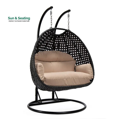 Fino Double Seater Hanging Swing With Stand For Balcony Garden Swing (Dark Grey) Swings