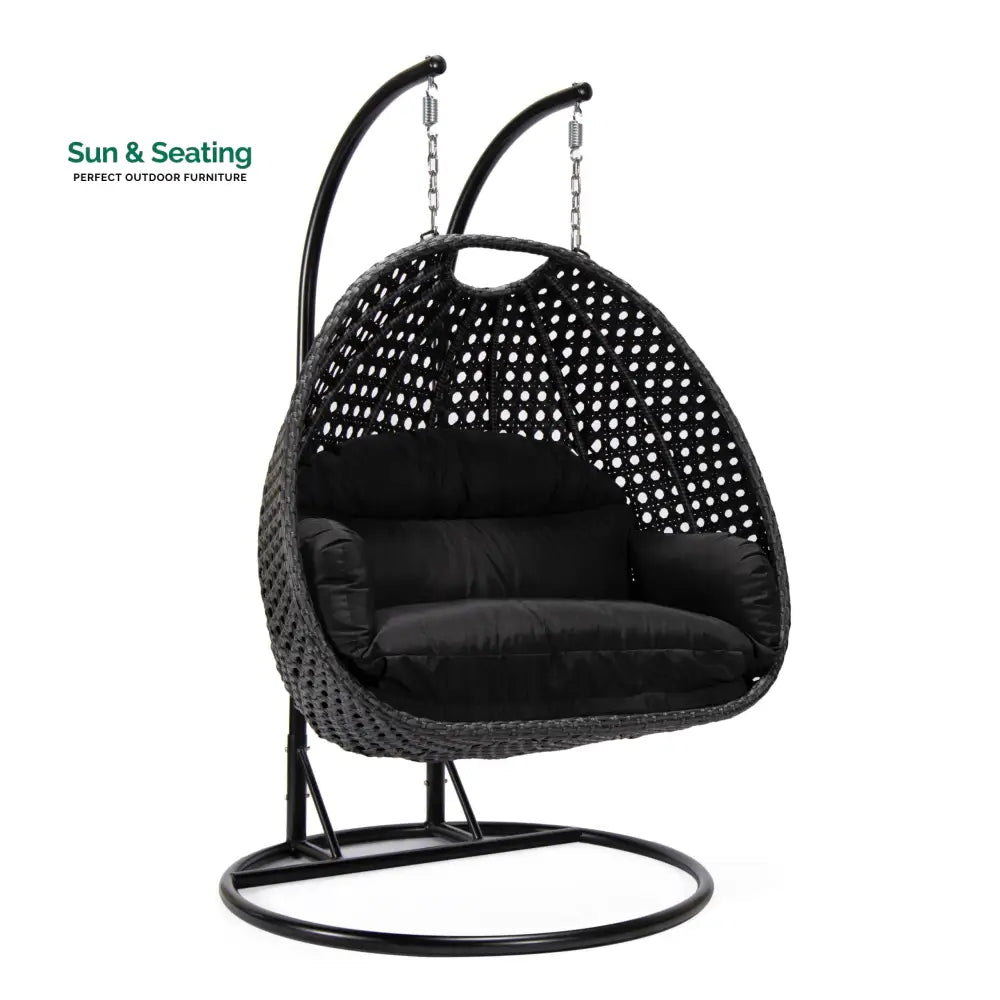 Fino Double Seater Hanging Swing With Stand For Balcony Garden Swing (Dark Grey) Swings