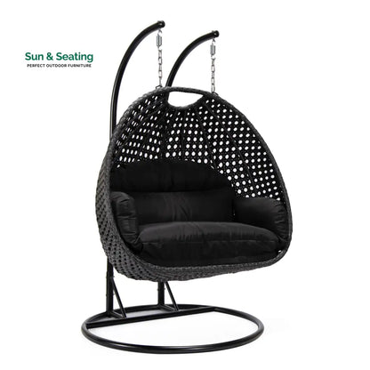 Fino Double Seater Hanging Swing With Stand For Balcony Garden Swing (Dark Grey) Swings