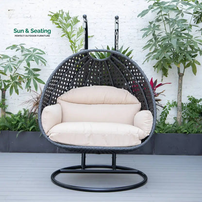 Fino Double Seater Hanging Swing With Stand For Balcony Garden Swing (Dark Grey) Swings