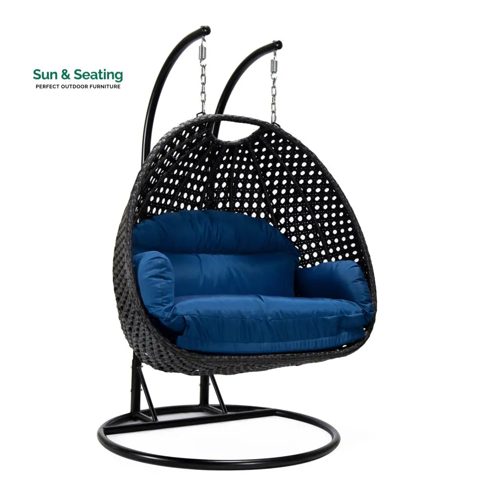 Fino Double Seater Hanging Swing With Stand For Balcony Garden Swing (Dark Grey) Swings